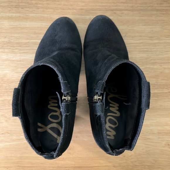 Sam Edelman Distress Black Suede Heeled Booties, Size 8 - Picture 13 of 16